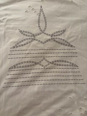 White Short Sleeve Tee with Navy Stitch-Style Graphic